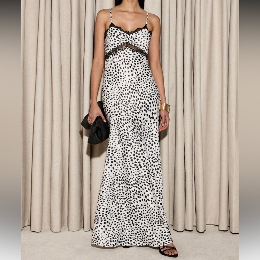 Aiirz Elegant Black and White Spotted Maxi Dress - Picture 5 of 6
